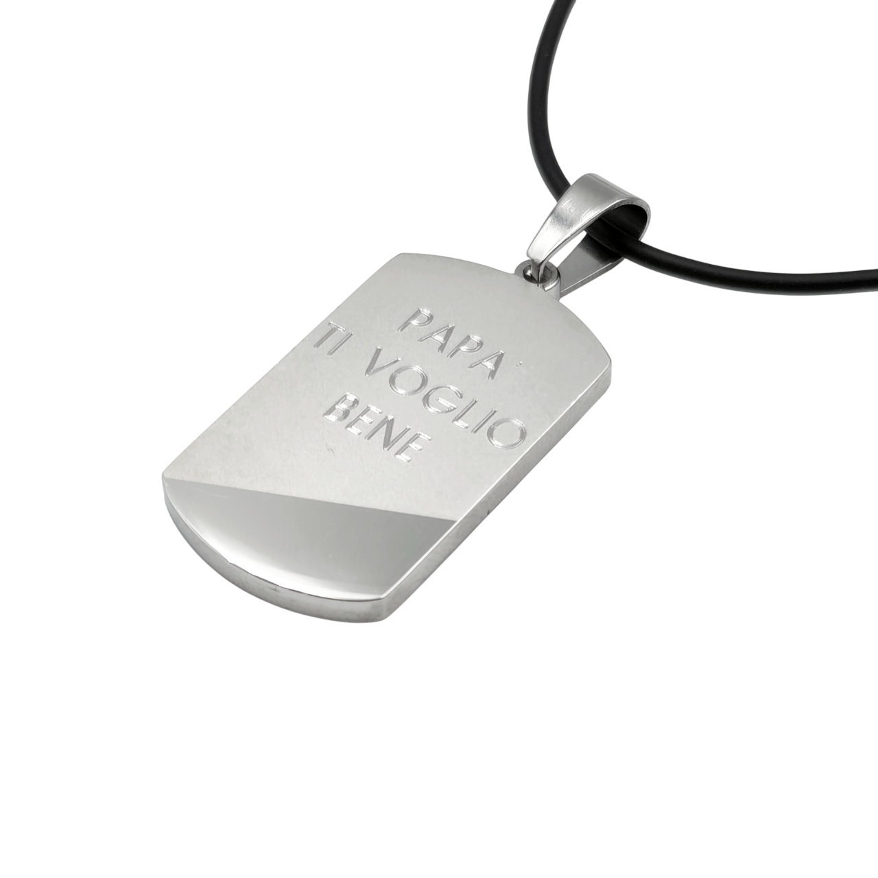 Collana Medaglietta Bicolore Papà Ti Voglio Bene in Acciaio Anallergico