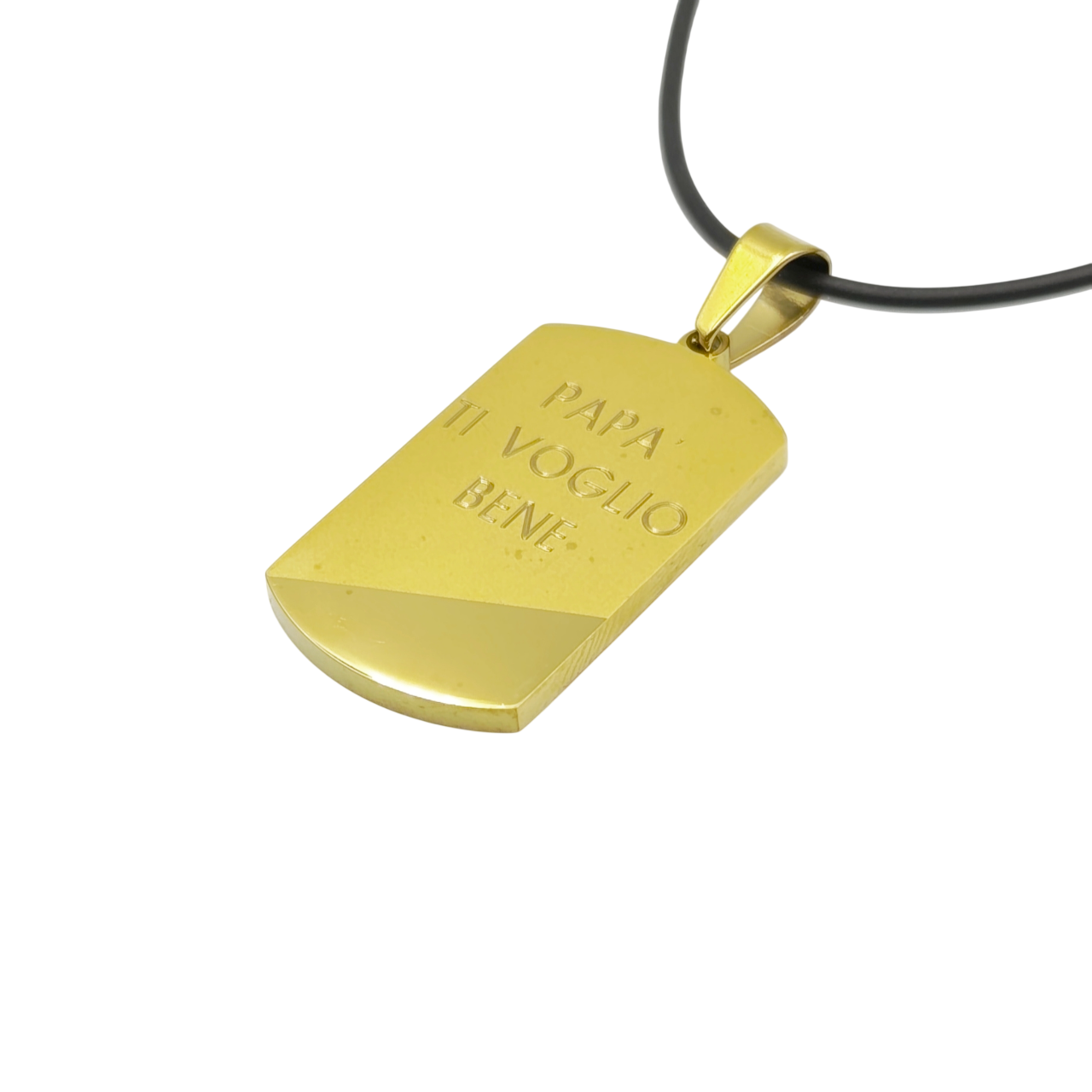 Collana Medaglietta Bicolore Papà Ti Voglio Bene in Acciaio Anallergico